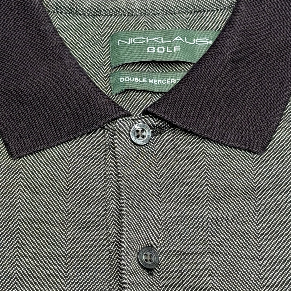 Nicklaus Golf Polo Shirt Mens XL Gray Herringbone Double Mercerized Cotton Short
